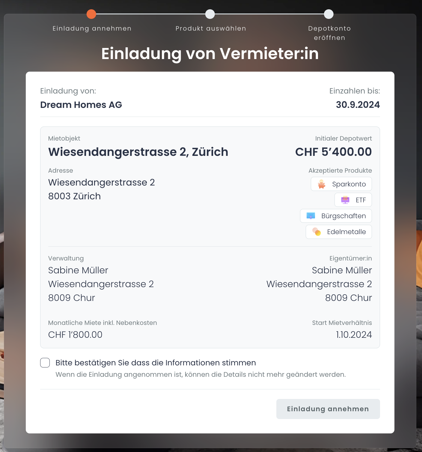 Einladung annehmen